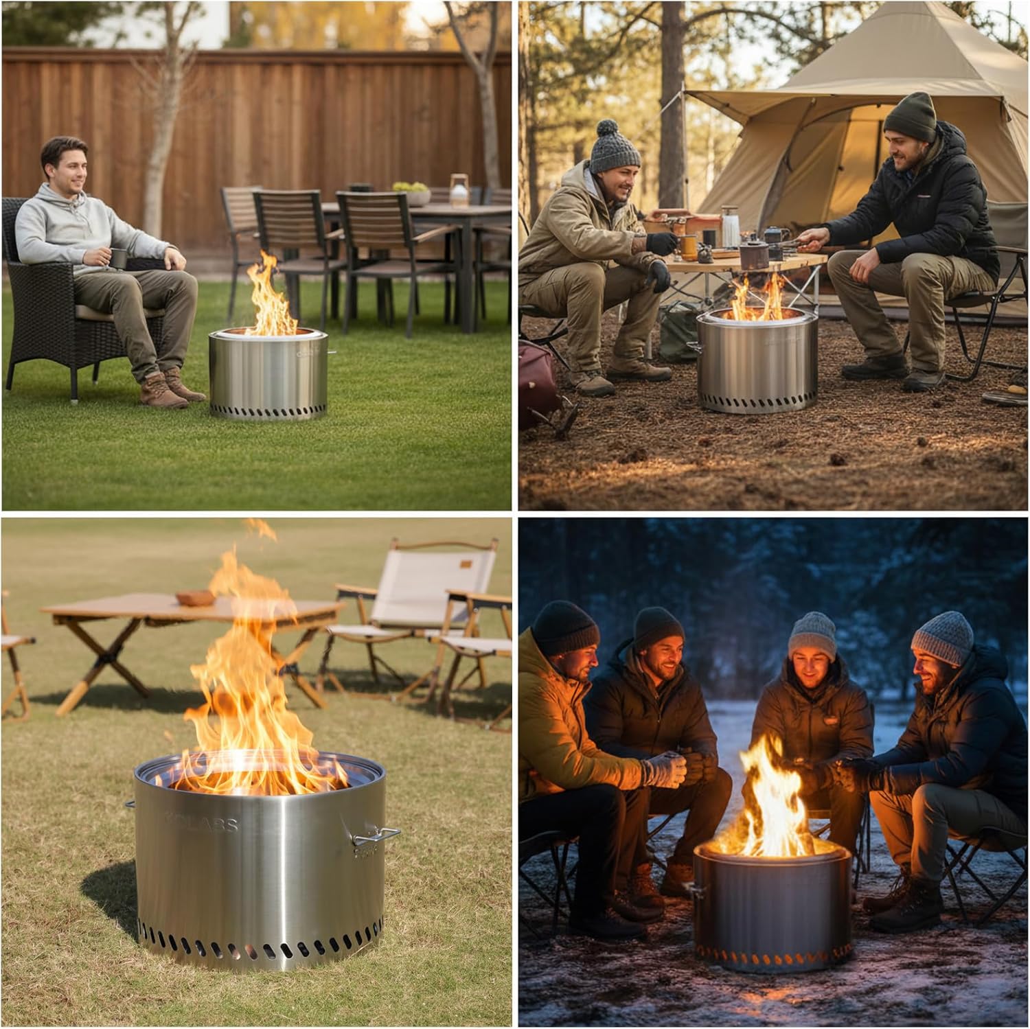 Golabs Smokeless Fire Pit 19.5", Portable with Handle, Stainless Steel Outdoor Firepit with Removable Ash Pan & Fire Poker, Easy to Clean, Efficient Heating & Less Ash, Perfect for Backyard & Camping - Image 7