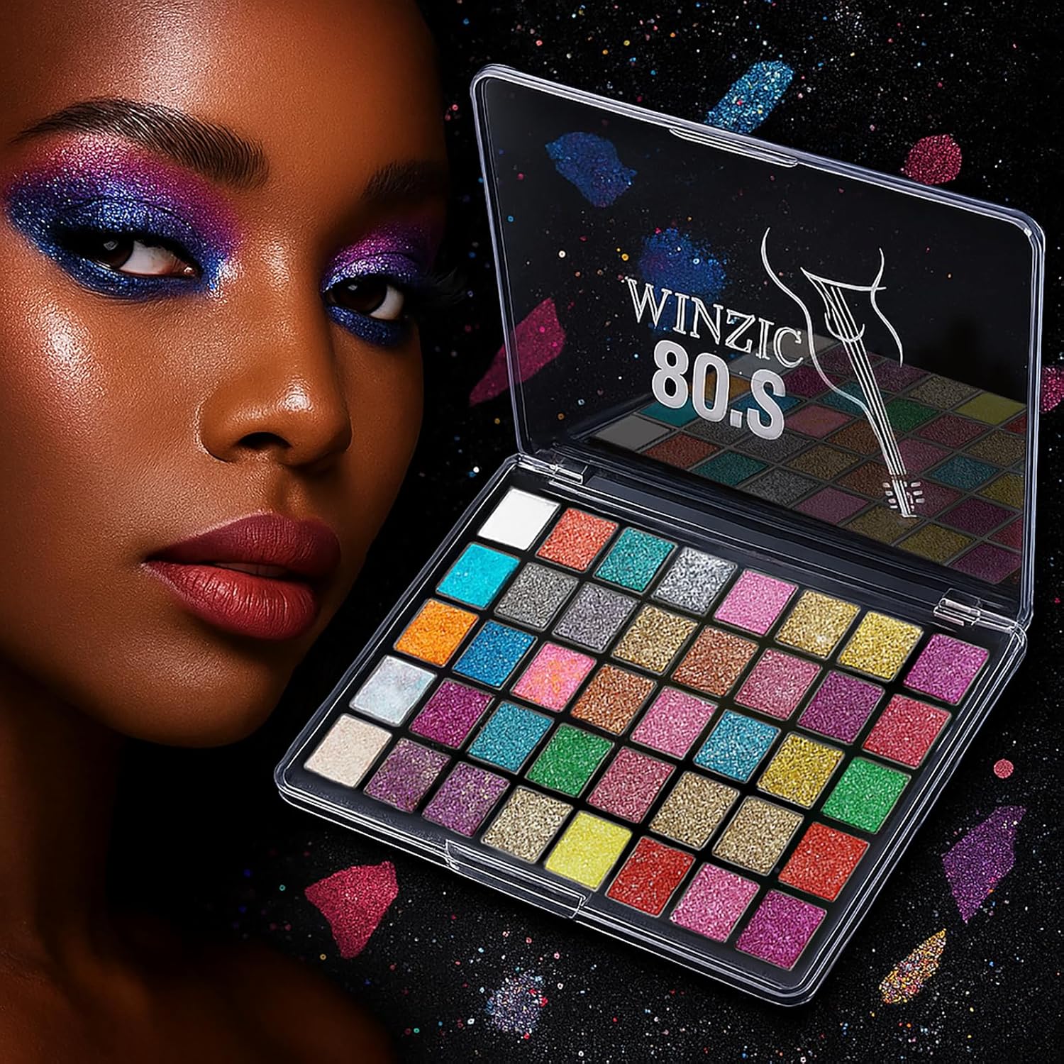 K'APEINE Glitter Eyeshadow Palette-Ultra Shimmer Makeup Palette Eye Shadow Chunky & Fine Pressed 40 Colors Highly Pigmented Eye Shades Long Lasting Waterproof for Face Body - Image 6