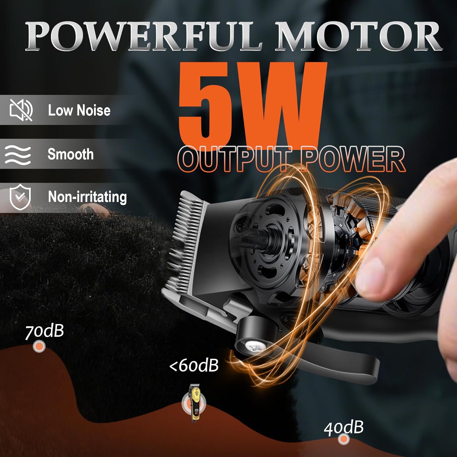 3-in-1 Barber Kit, Professional Hair Clipper, T-Blade Trimmer & Foil Shaver Set, Long-Lasting Battery, LED Display, Cordless Rechargeable Hair Cutting Tools for Men, Gold, Home-use, Gifts for Men - Image 3