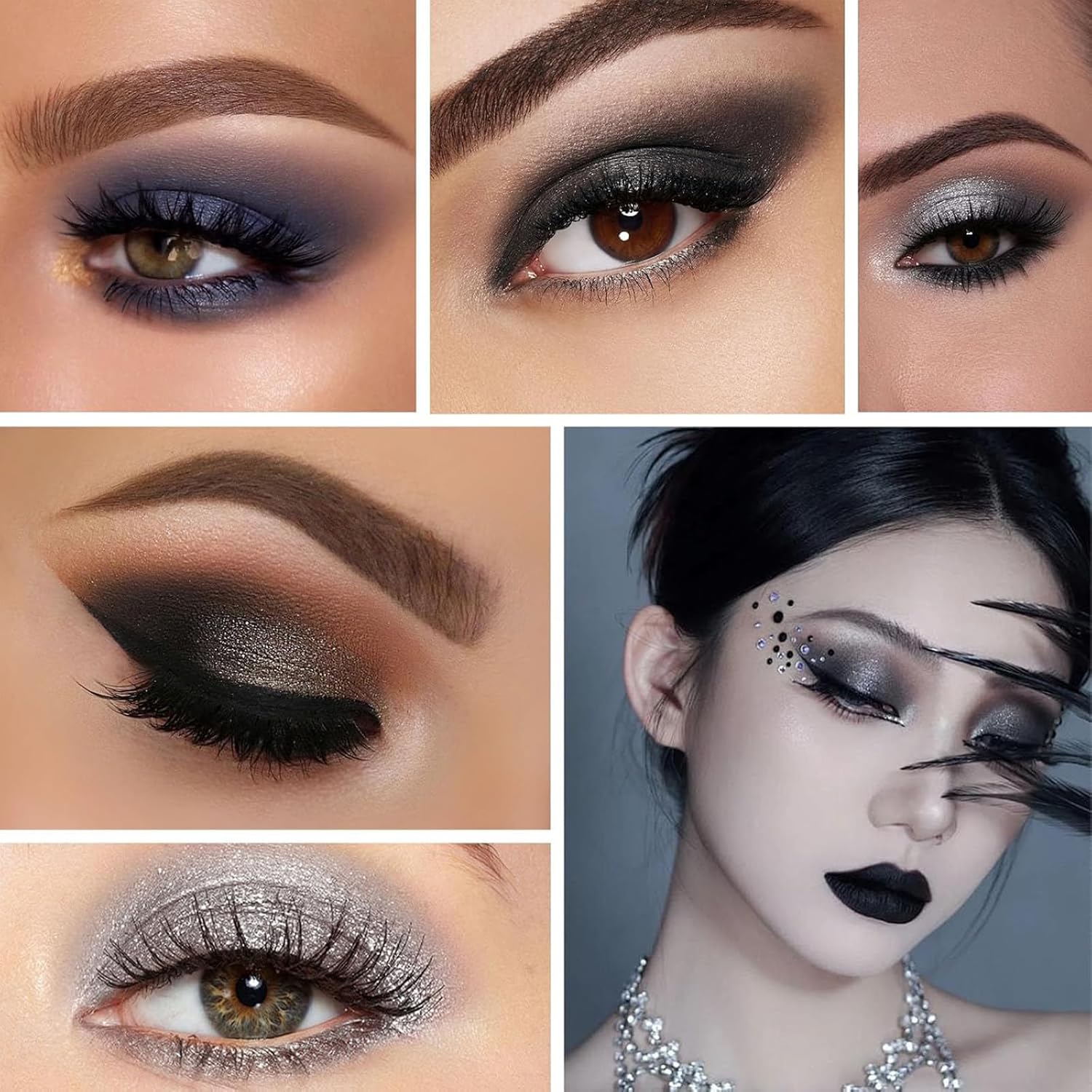 K'APEINE 25 Color Black Eyeshadow Palette, Smoke Eyeshadow Palette Silver Smokey Eye Shadow Matte Velvet & Metallic Shimmer Cool Smoky Dark Shades for Goth Makeup No Fading, Long Lasting Waterproof - Image 7