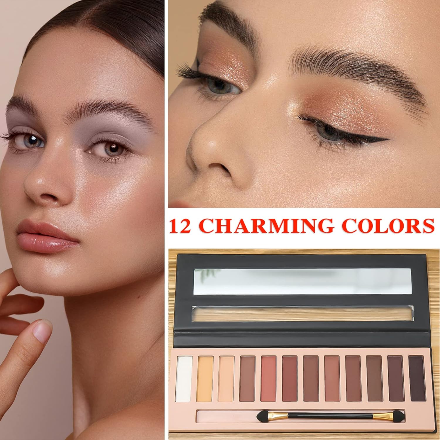 Matte 12 Colors Makeup Naked Eyeshadow Palette,Nude Matte Eyeshadow Palette,Natural Pigment Eye Shadow Pallete Set Long Lasting & Waterproof Smokey Eye Professional Beauty Makeup Kit - Image 7