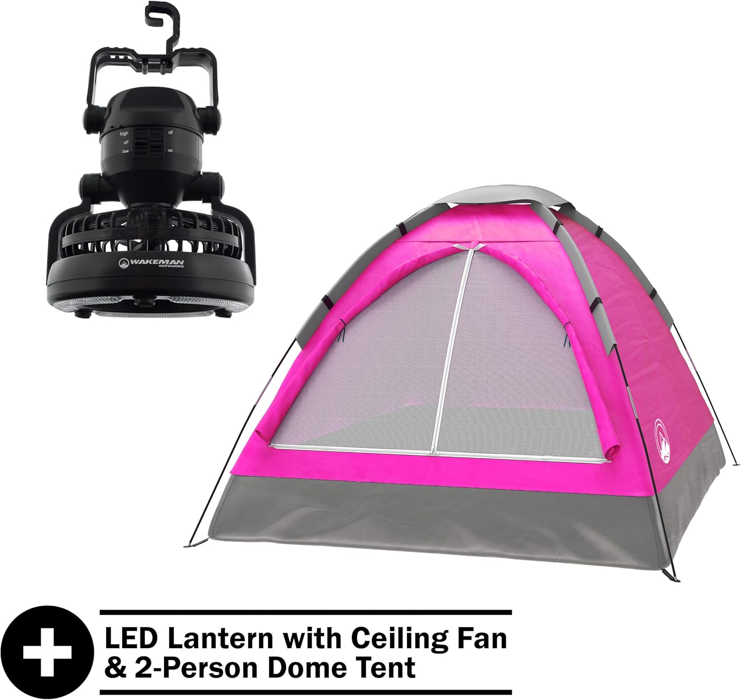 Wakeman Tents 2-Person Tent with Removable Rain Fly and Carry Bag - Comes with Camping Lantern with Fan - Weather-Resistant Camping Accessories by Wakeman - Image 8