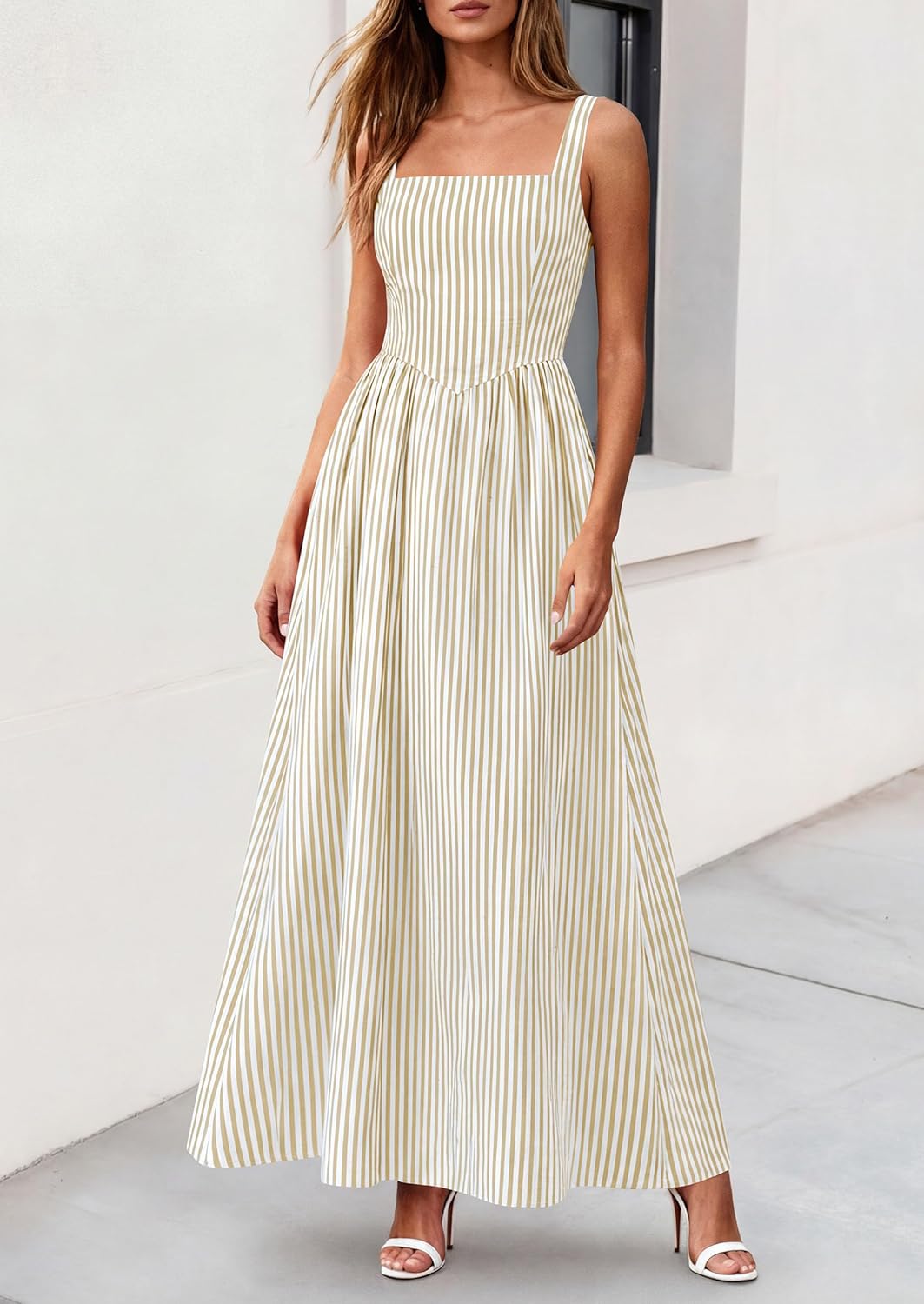 PRETTYGARDEN Women's Maxi Dress Summer Striped Sundress 2026 Spring Smocked A Line Long Flowy Beach Vacation Party Dresses - Image 2