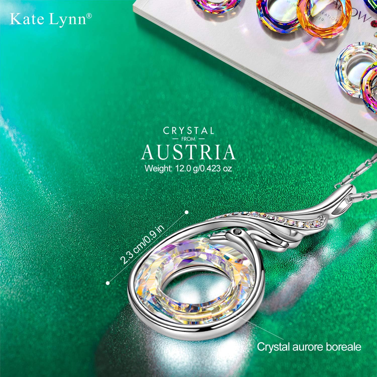 Kate Lynn "Rise From the Ashes Phoenix Necklace Made with Crystals from Austria, 18"+2" Necklace, Packaged with Jewelry Box, Birthday Gift for Women, Symbol of Luck and Renewal - Image 2