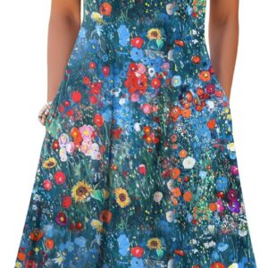 Zeagoo Womens Casual Dress for Summer Tank Dress Loose Flowy Beach Dress with Pockets Hankerchief Flare Midi Sundress 2026