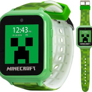 Minecraft Kids LED Smartwatch with 10 Creeper and Mob Watch Faces, Step Counter, Selfie Camera, Video Recorder, Voice Recorder, Timer, Fun Games, Calculator, and Wallpapers – Fits Wrists 5.5″-8.0″