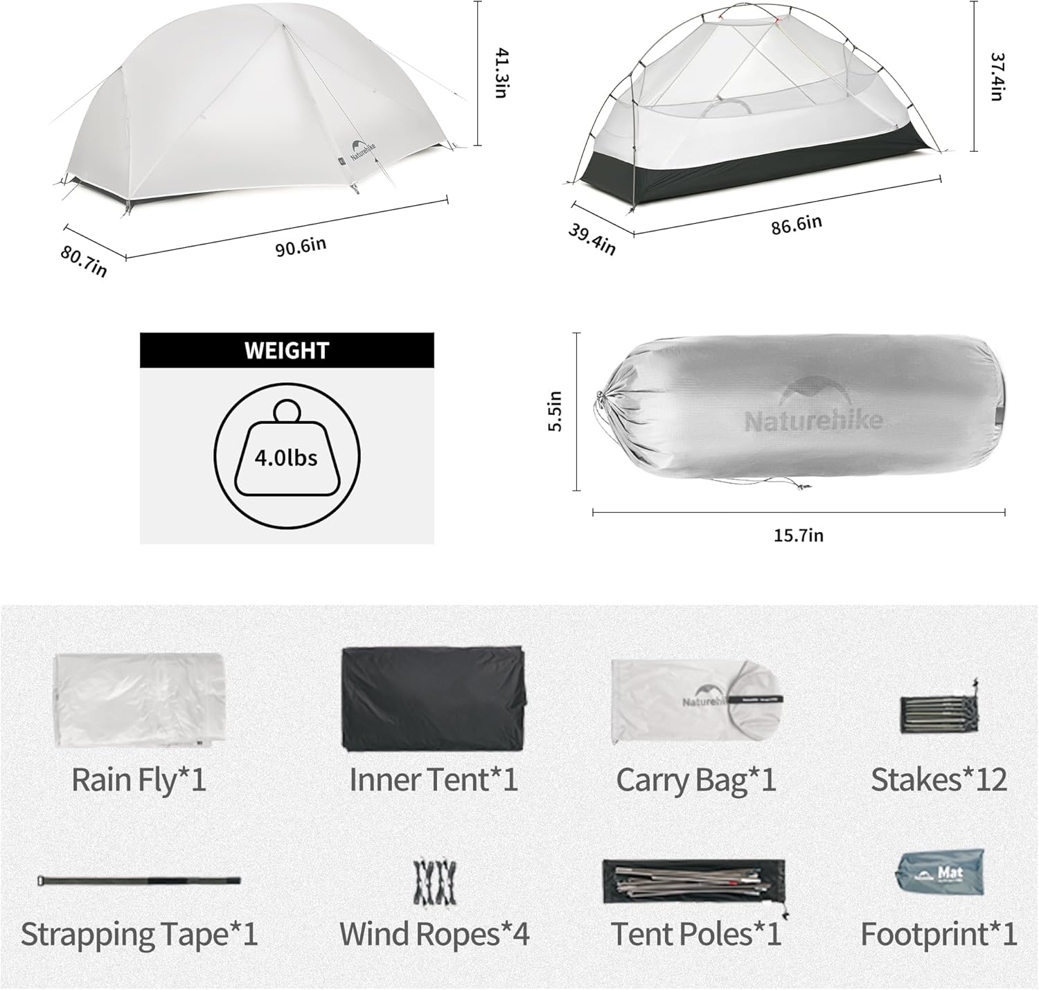 Naturehike Mongar Pro 1/2/3 Person Backpacking Tent,Waterproof Nylon Easy Setup Lightweight Camping Tent - Image 9