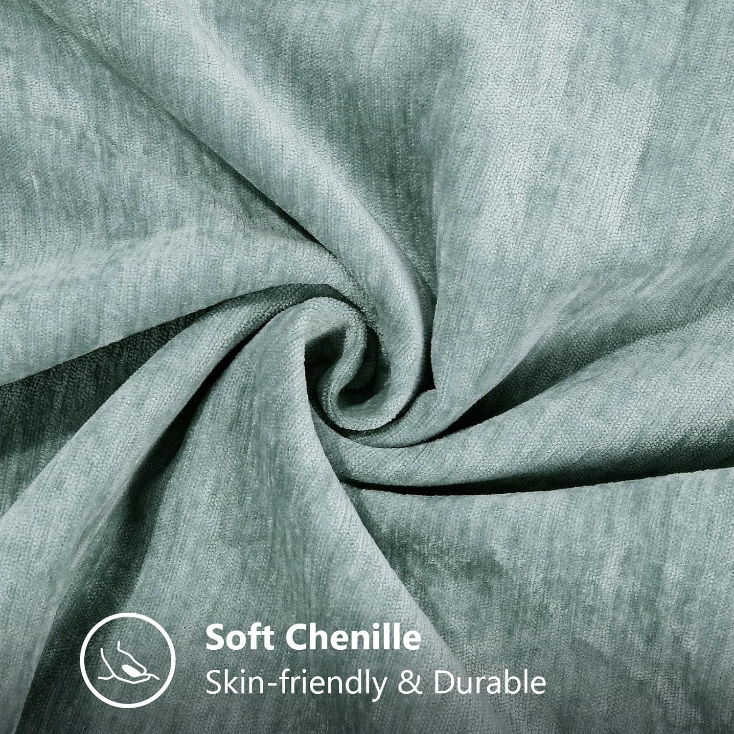 decorUhome Spring Chenille Soft Cozy Throw Pillow Covers 18x18 Set of 2, Modern Farmhouse Boho Velvet Decorative Pillow Cases with Stitched Edge for Couch Sofa Bed Home Decor, Aqua Haze - Image 2