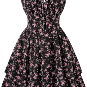 SCARLET DARKNESS Floral Mini Corset Dress for Women Teen 2026 Summer Spring Flowy A-Line Sundress with Pockets
