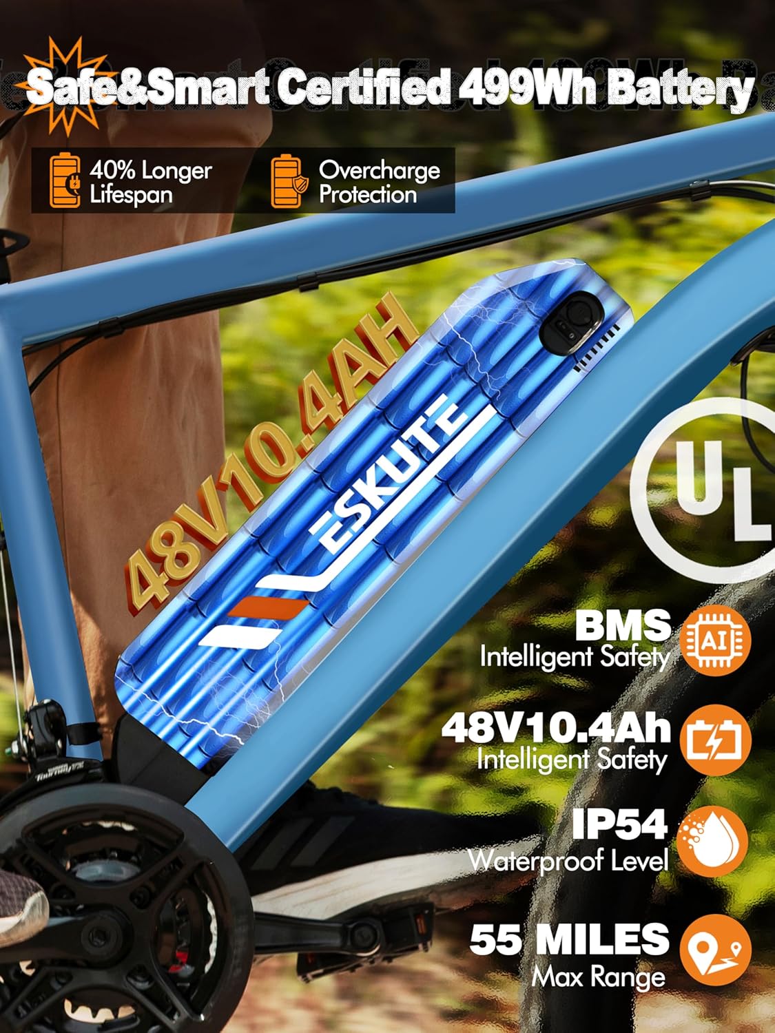 M200 Electric Bike for Adults – 21-Speed Gear 27.5" Mountain E-Bike, 1200W Peak Brushless Motor 28MPH, 48V 10.4Ah&13Ah Removable Battery, Up to 55-65 Miles Range, Step Over Commuter E-MTB, NFC Unlock - Image 4