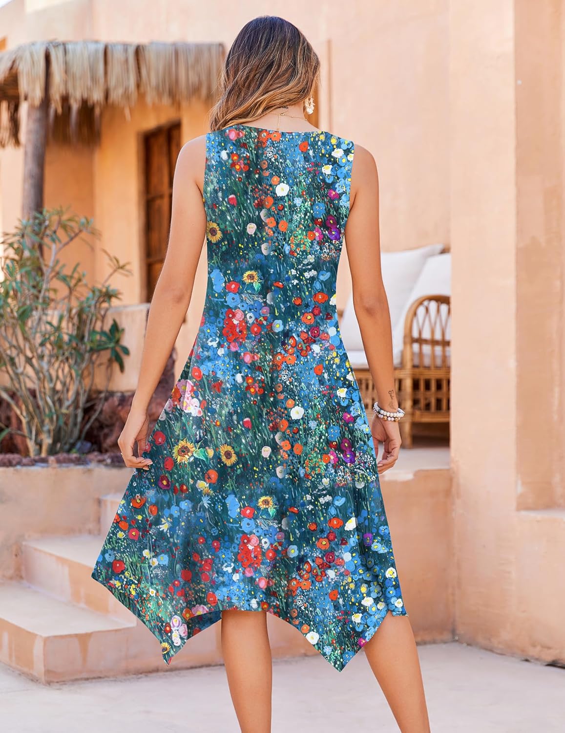 Zeagoo Womens Casual Dress for Summer Tank Dress Loose Flowy Beach Dress with Pockets Hankerchief Flare Midi Sundress 2026 - Image 6