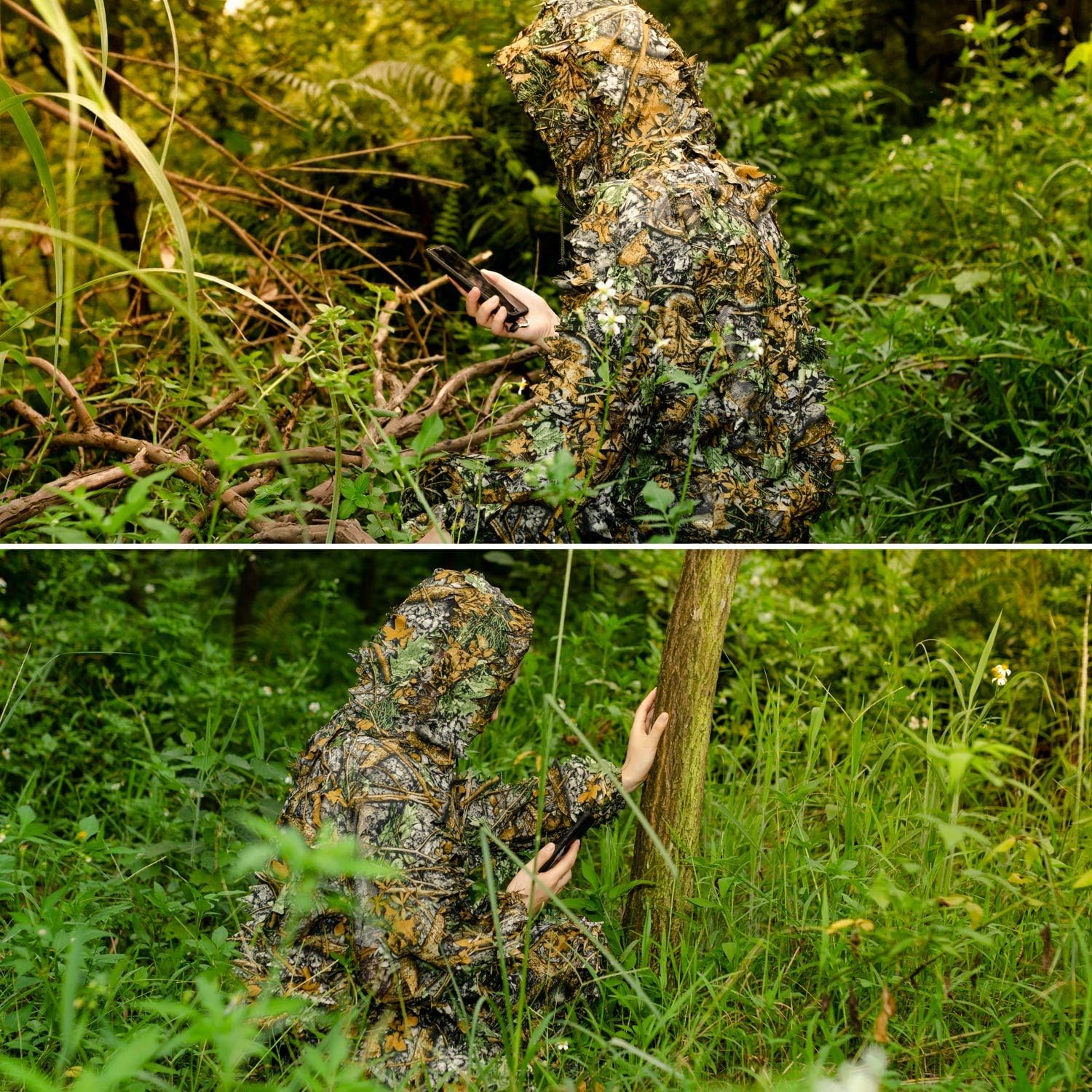 Ghillie Suit 3D Leafy Hunting Suits, Outdoor Hooded Camouflage Clothing for Man, Gilly Camo Suit with Jacket & Pants - Image 7