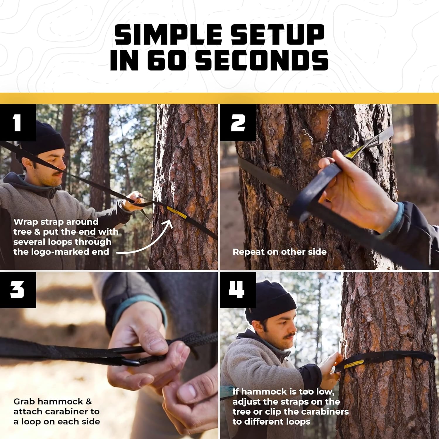 Wise Owl Outfitters Camping Hammock – 500lbs Portable Hammock with Tree Straps - Travel, Backpacking, Hiking, Outdoors Camping Gear - Single or Double - Image 3