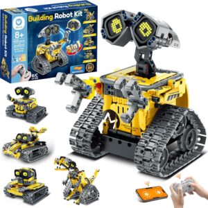 Sillbird Robot Building Kit with Remote Control for Boys Ages 8-14, STEM Coding Robotics Technic Toy Birthday Creative Gifts for Kids, Buildable 5in1 Models with 435 Pieces