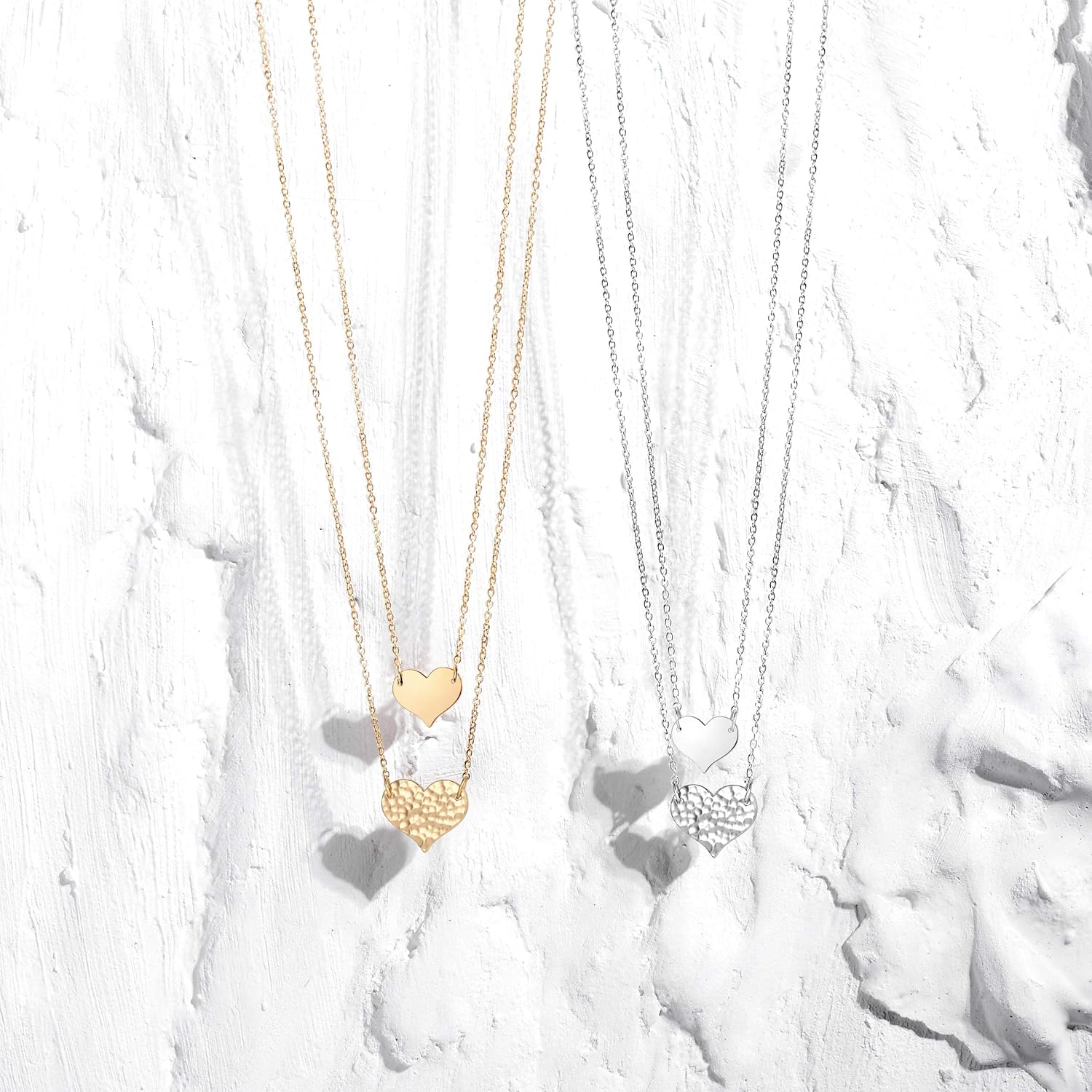 MEVECCO Layered Heart Necklace Pendant Handmade 18k Gold Plated Dainty Gold Choker Arrow Bar Layering Long Necklace for Women - Image 5