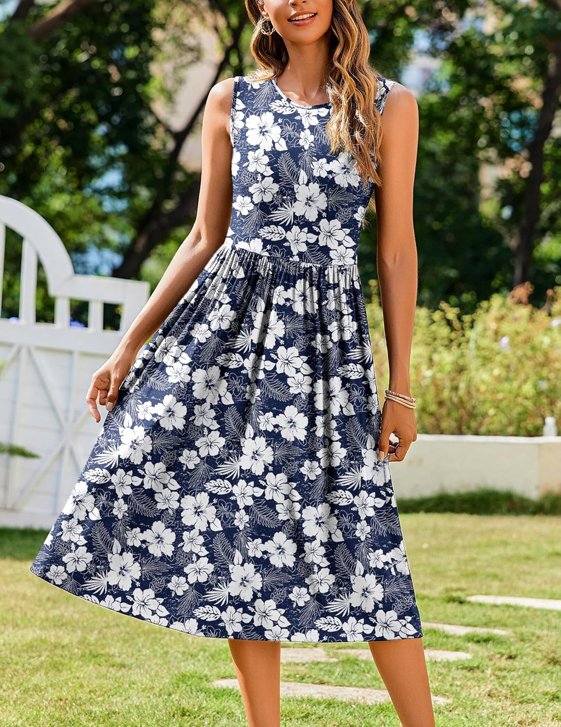 Zeagoo Women's Summer Tank Midi Dress with Pockets Floral Sleeveless A-Line Casual Loose T-Shirt Dresses Beach Sundress 2026 - Image 3