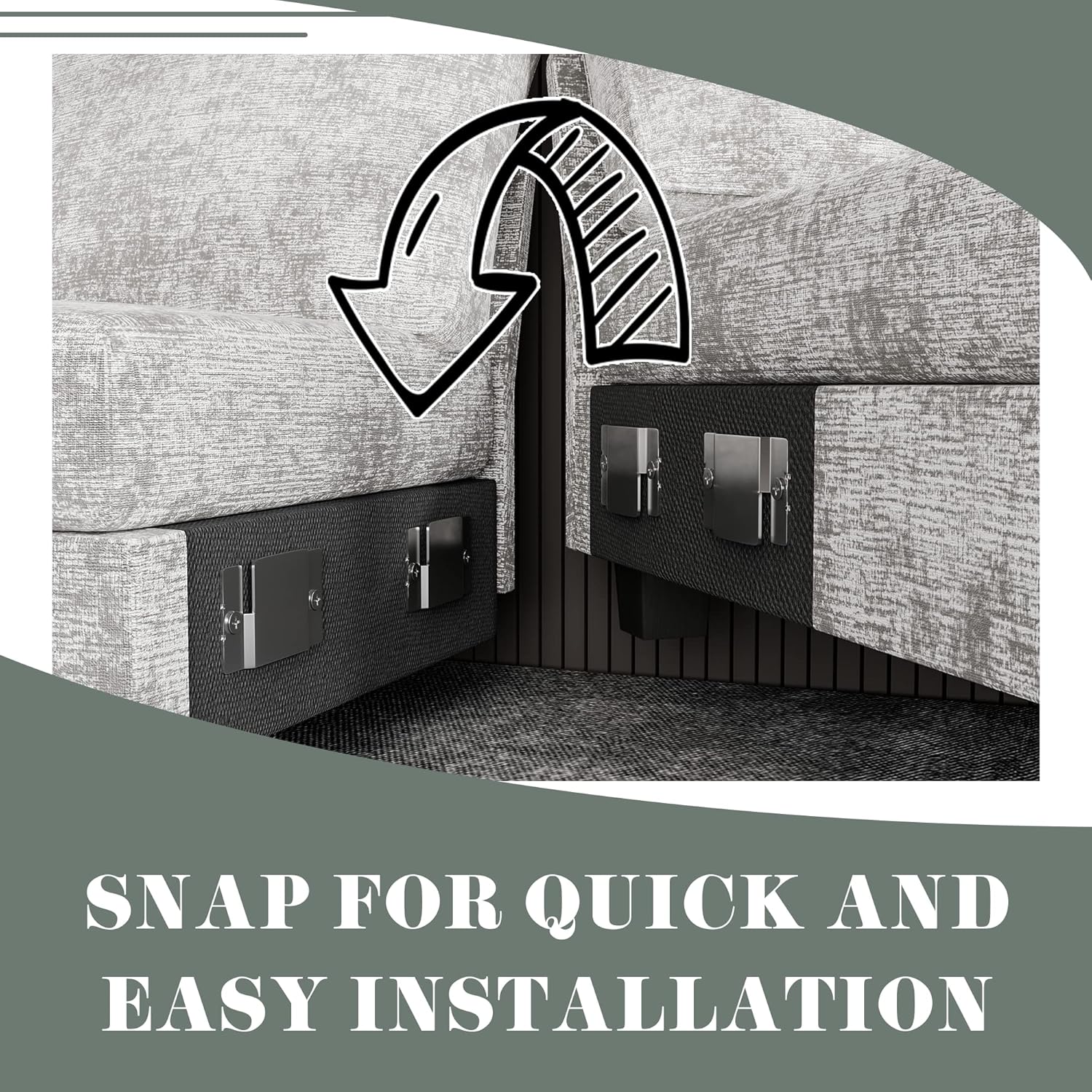 Furniwell Convertible Sectional Sofa Couch, 4 Seat Sofa Set for Living Room U-Shaped Modern Fabric Modular Sofa Sleeper with Double Chaise & Memory Foam (Fabric, Grey) - Image 5