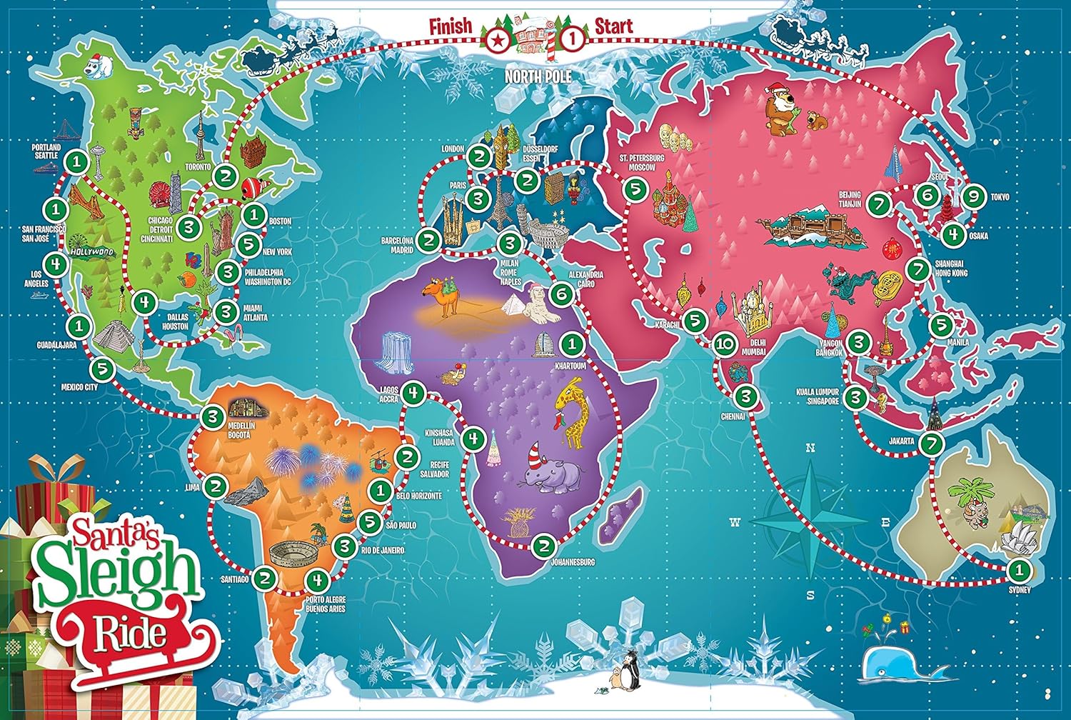 Santa's Sleigh Ride - Educational Christmas Board Game for 2-6 Players, Ages 5+ - Image 3