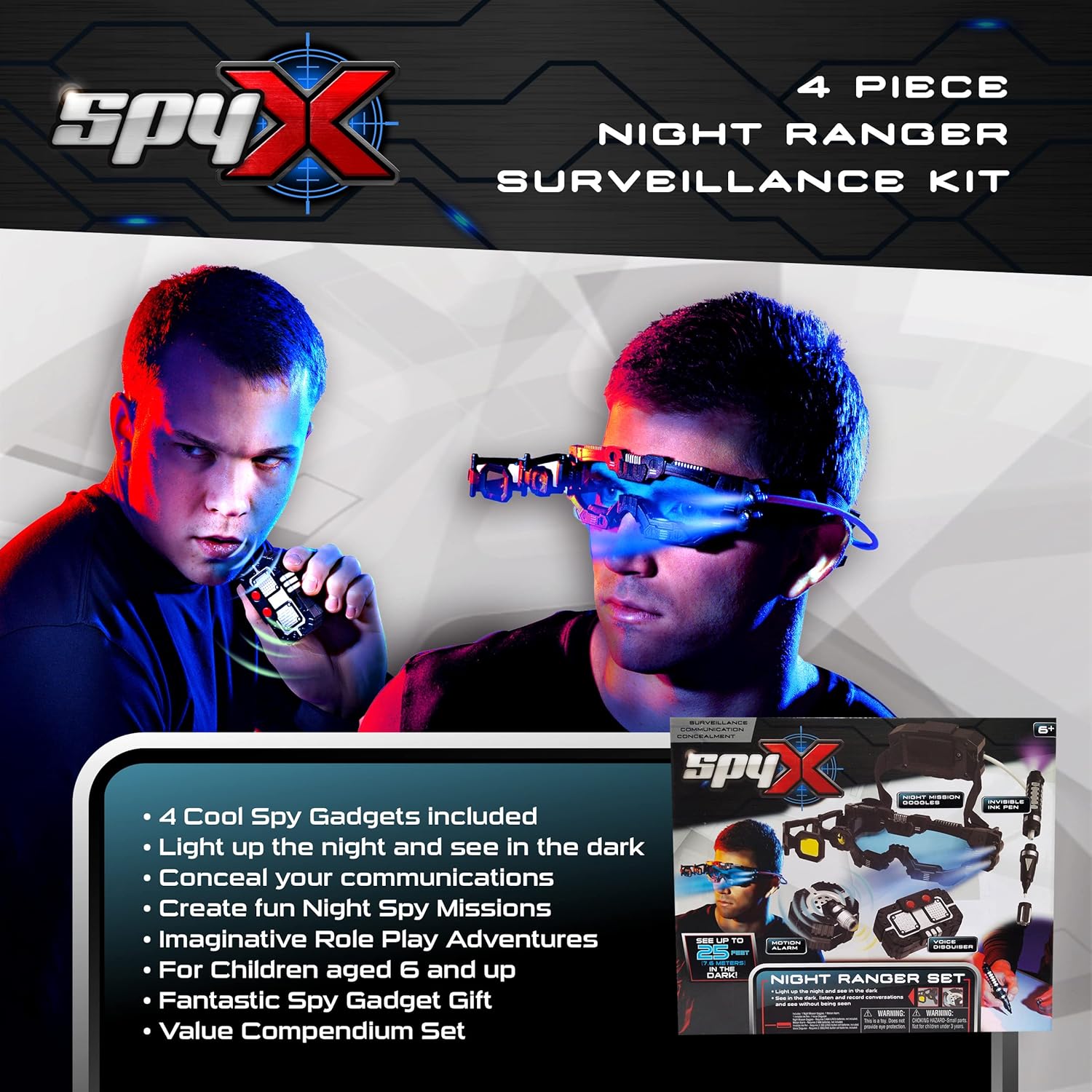 SpyX / Night Ranger Set - Includes Night Mission Goggles / Motion Alarm / Voice Disguiser / Invisible Ink Pen. - Image 2