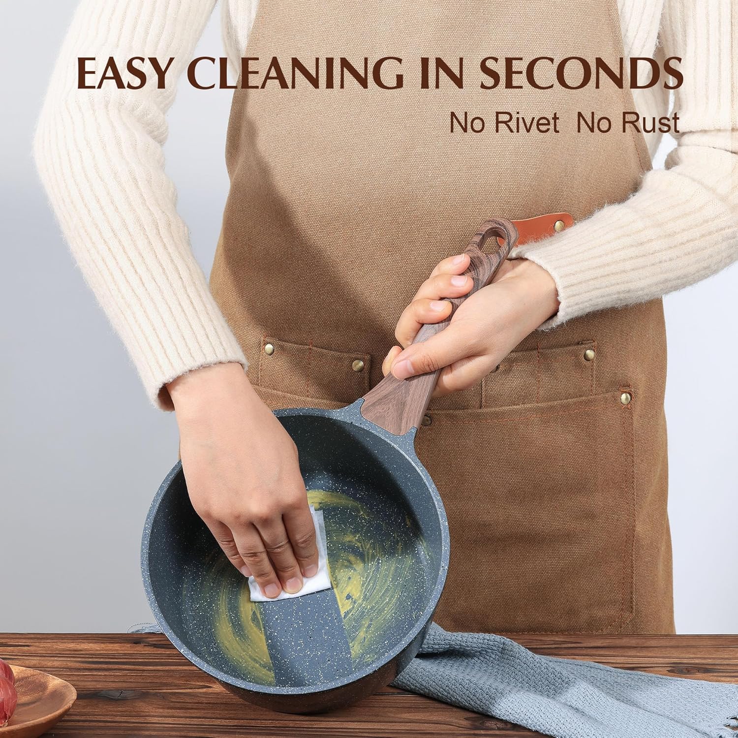 SENSARTE Nonstick Saucepan with Lid, 1.5 Quarts Small Pot with Swiss Granite Coating, Stay-cool Handle, Multipurpose Handy Sauce Pot Small Kitchen Cooking Pot, Induction Comptable, PFOA Free - Image 4