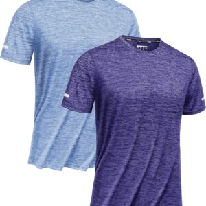 TACVASEN 2 Pack Mens Workout Short Sleeve Athletic Dry Fit Shirts Running Gym Crewneck T-Shirts