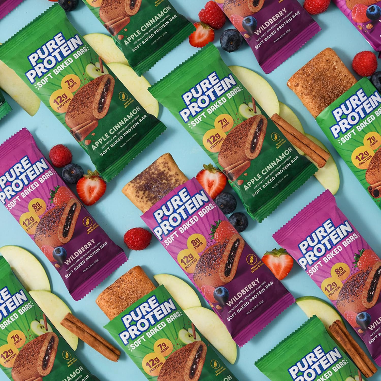 Pure Protein Apple Cinnamon Soft Baked Protein Bars – 12g Protein, 7g Fiber, Whole Grain Breakfast Bars, High Fiber, Individually Wrapped Protein Snacks for On-the-Go – 10 Count - Image 9