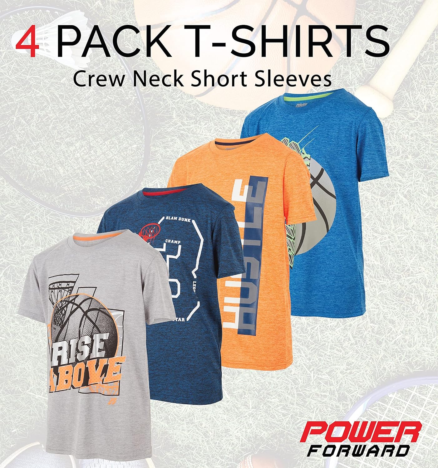 Boys T Shirts - Youth Big Kids Active Athletic Workout Sports Basketball Graphic Short Sleeve Top 4 Pack - Image 5