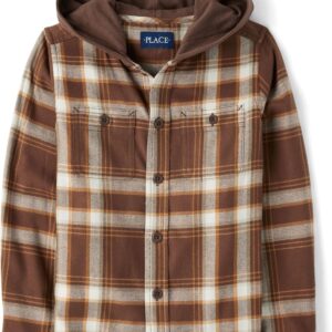 The Children’s Place Boys Long Sleeve Plaid Flannel Button Up Shirt