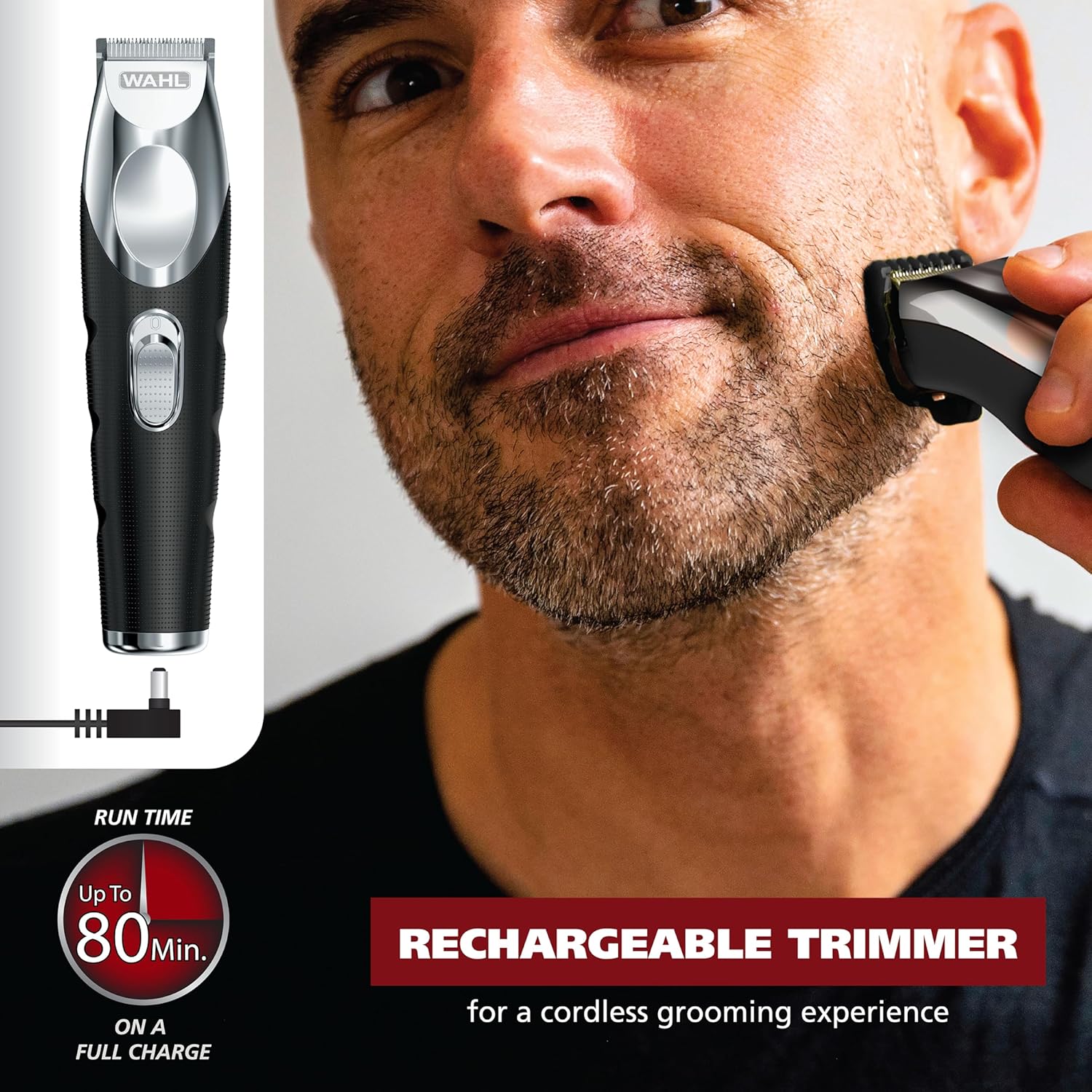 Wahl Groomsman Pro All in One Beard Trimmer for Men, Mens Beard Trimmer Rechargeable Cordless Hair Trimmer, Includes 3 Attachment Heads for Beard, Nose, & Ear Hair Trimming - Model 5617 - Image 8