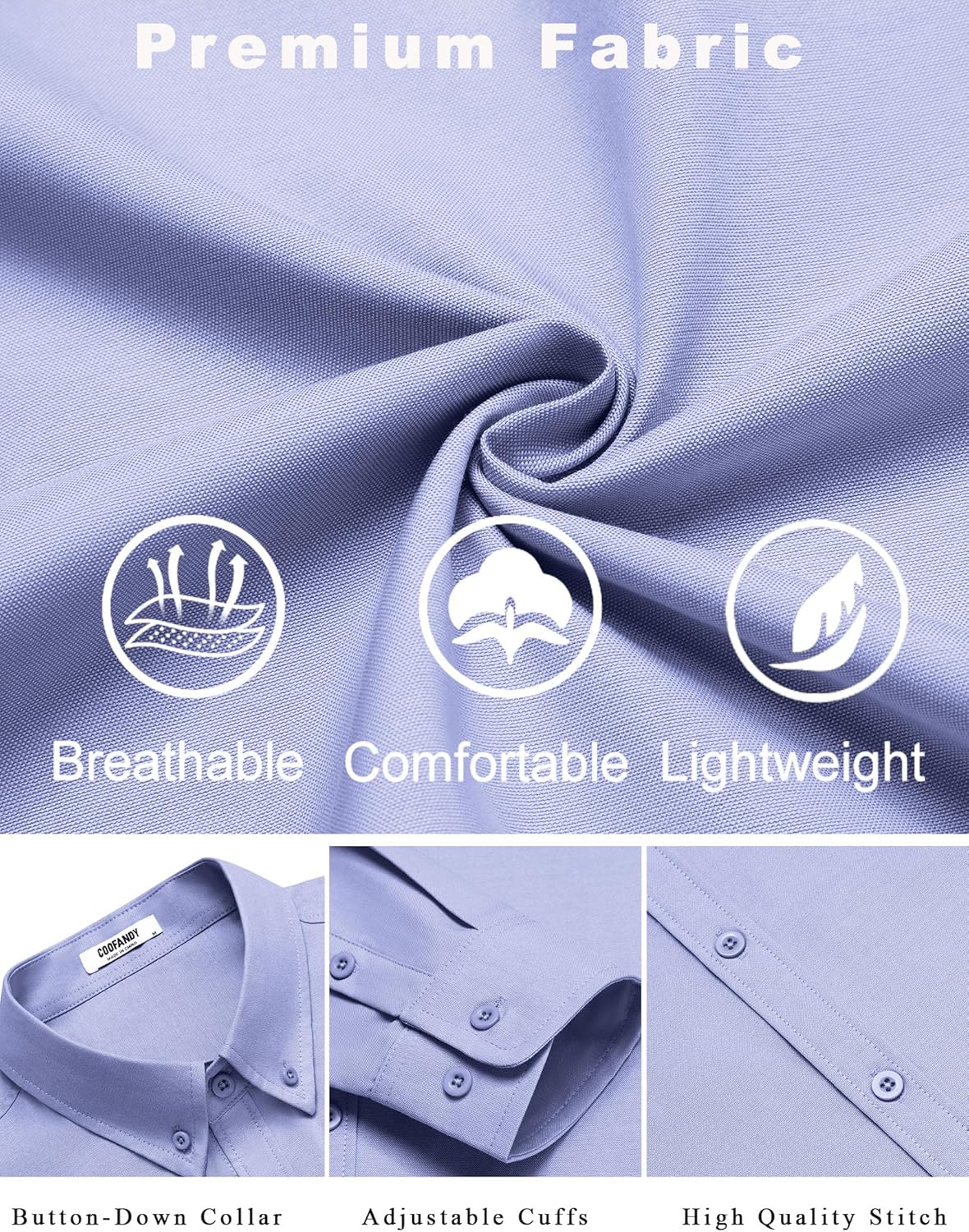 COOFANDY Men's Long Sleeve Regular Fit Button Down Oxford Shirt - Image 4