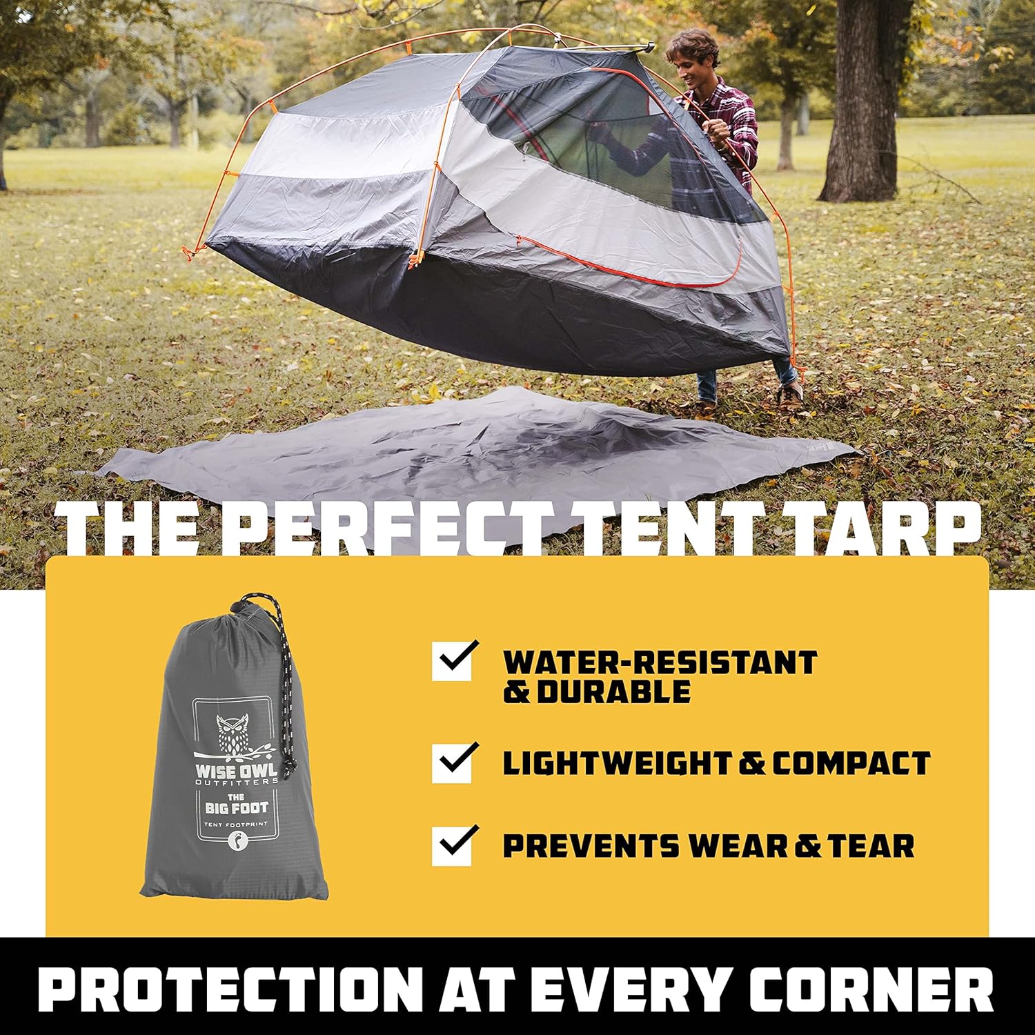 Wise Owl Outfitters Camping Tarp – Waterproof Ultralight Ground Sheet, Tent Footprint & Tent Accessories for Campers, Backpackers, Hammocks & Outdoor Adventure Gear - Image 4