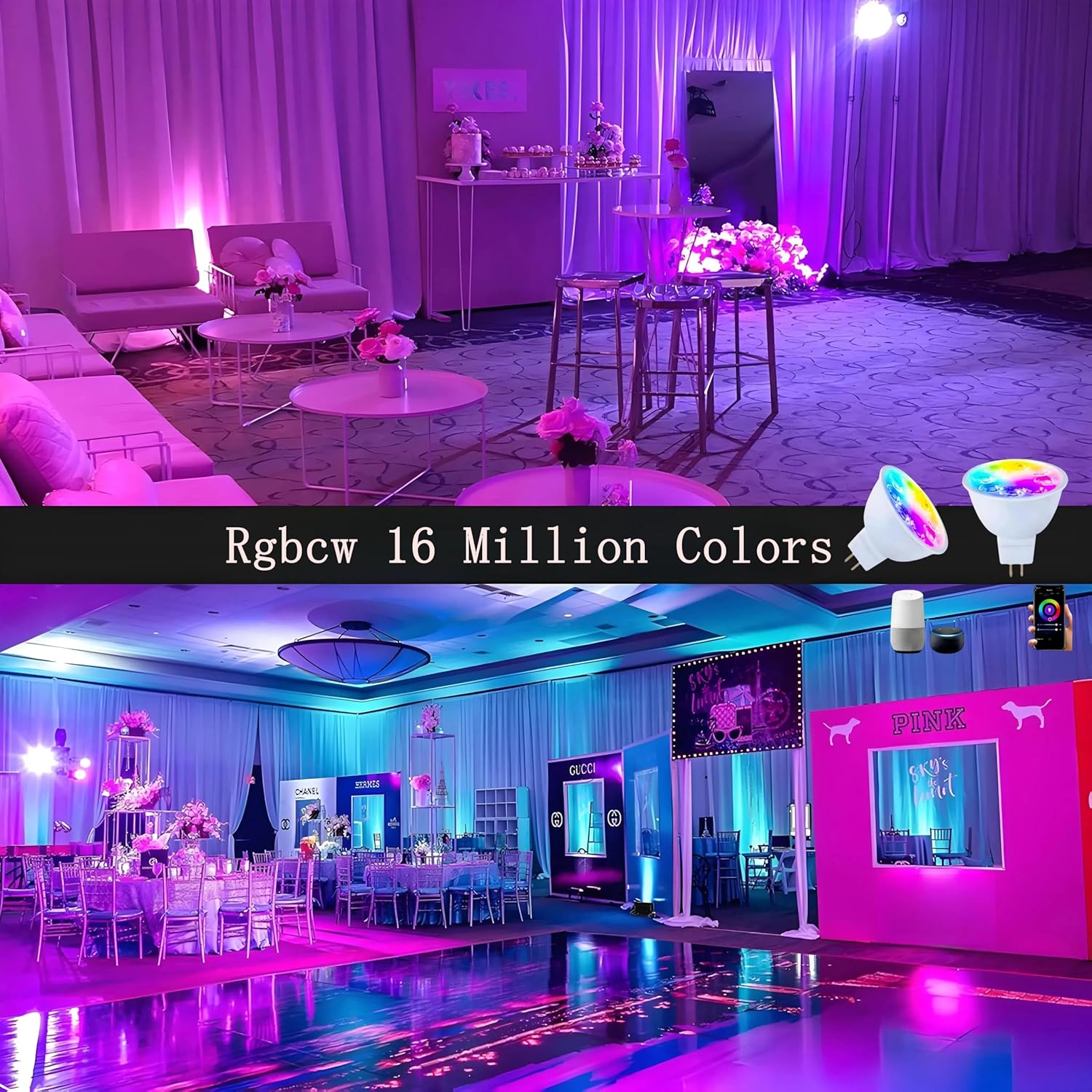 Smart MR16 LED Bulb Dimmable Color Changing, 12V Gu5.3 Bi-pin Base, WiFi & Bluetooth LED Bulbs Work with Alexa Google, Color Changing Sync with Music, for Living Room, Bedroom, Office,Hotel etc. 2Pack - Image 7