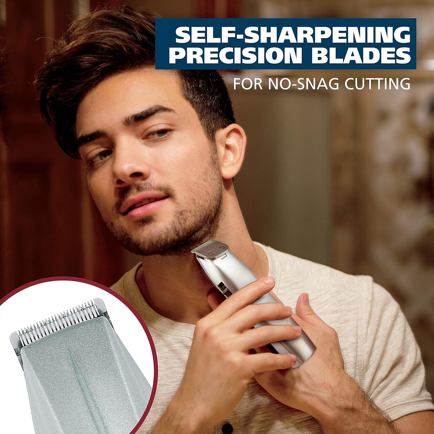 Wahl Beard Trimmer for Men - Battery Operated Facial Hair Grooming Set for Mustaches, Beard, Neckline, Light Detailing and Grooming with Bonus Battery Nose & Ear Hair Trimmer - Model 5537-420 - Image 2