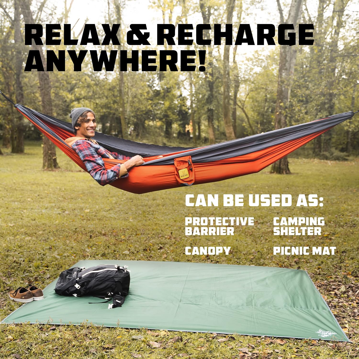 Wise Owl Outfitters Camping Tarp – Waterproof Ultralight Ground Sheet, Tent Footprint & Tent Accessories for Campers, Backpackers, Hammocks & Outdoor Adventure Gear - Image 7