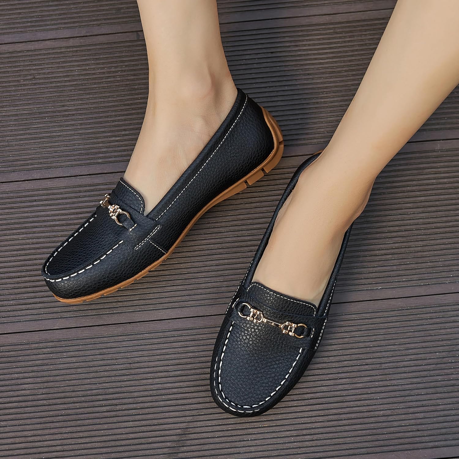 KORDAL Women's Comfortable & Lightweight Leather Loafers Slip-Ons Driving Mocs Walking Shoes Cute Business Casual Dress Shoes Work Flats for Women - Image 3