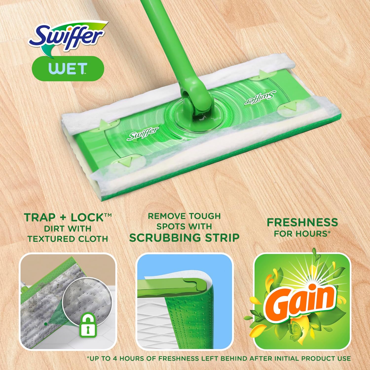 Swiffer Sweeper Wet Mopping Cloths, Multi-Surface Floor Cleaner with Gain Original Scent, 24 Count - Image 2