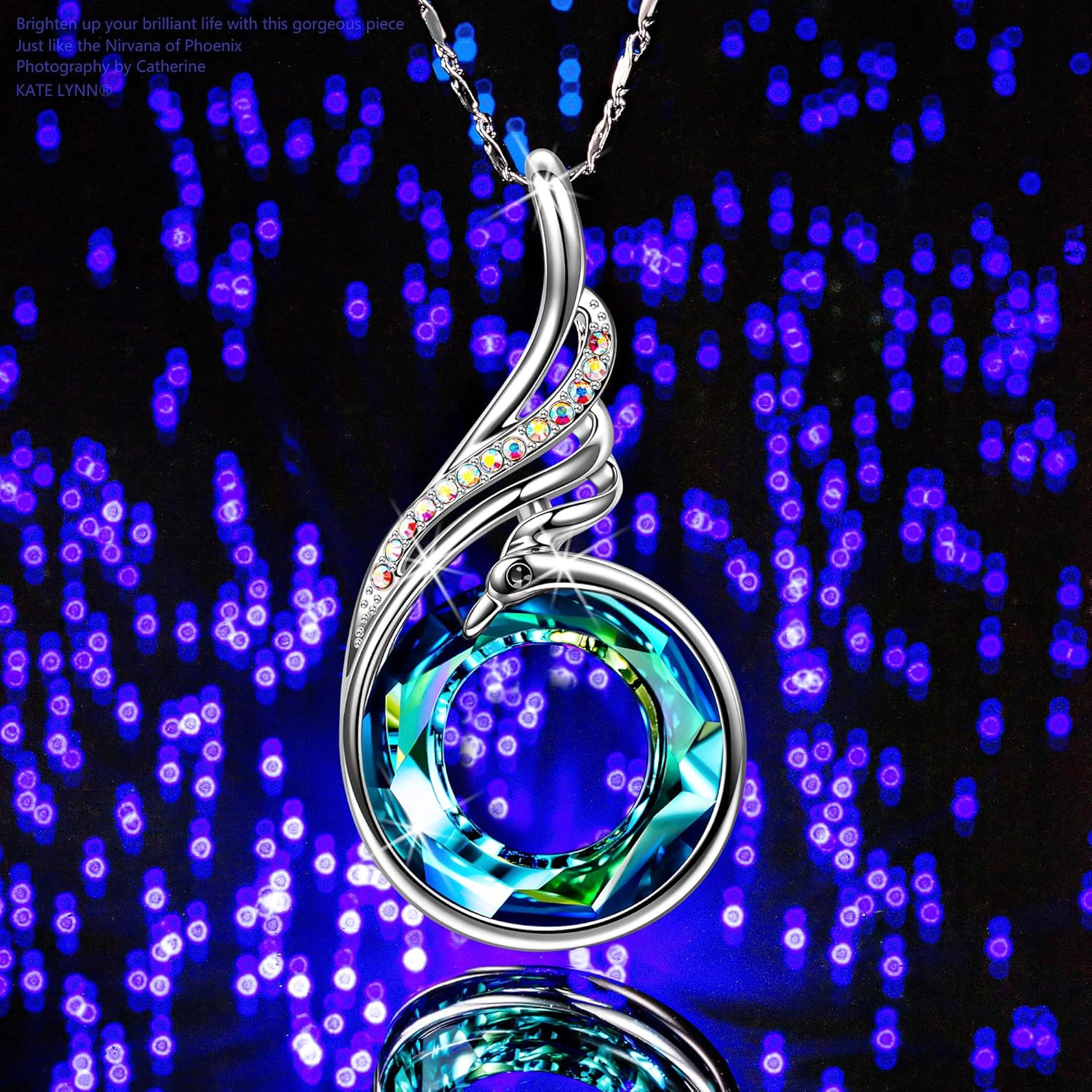 Kate Lynn "Rise From the Ashes Phoenix Necklace Made with Crystals from Austria, 18"+2" Necklace, Packaged with Jewelry Box, Birthday Gift for Women, Symbol of Luck and Renewal - Image 3