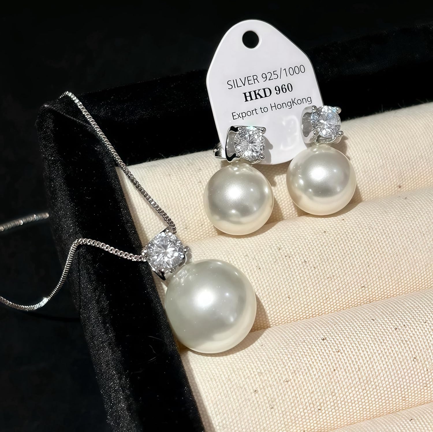 Pearl Earrings Necklace Set Silver Pearl Stud Earrings for Women Minimalist Pearl Earring Necklace Trendy Hypoallergenic Wedding Earrings for Women - Image 6