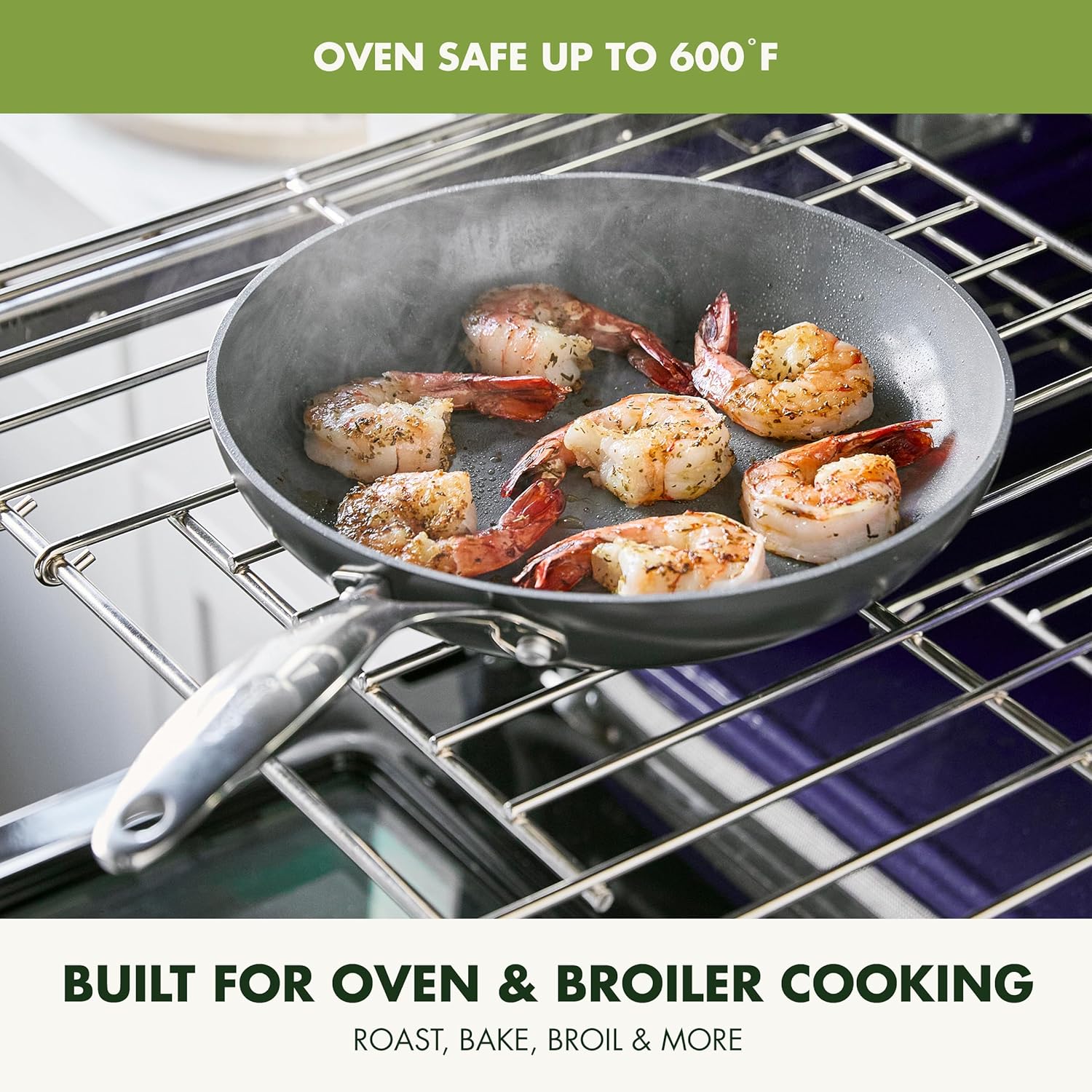 GreenPan Valencia Pro Ceramic Nonstick 12” Frying Pan Skillet, Hard Anodized PFAS-Free Cookware, Induction Ready, Compatible on All Cooktops, Eggs & Omelets, Dishwasher Safe, Oven Safe to 600F, Gray - Image 8