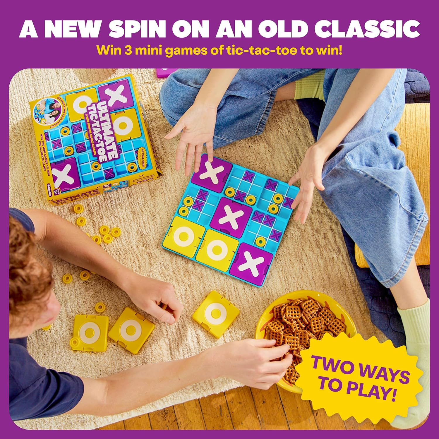 Ultimate Tic Tac Toe™ by Relatable, Exciting Board Games for Family Gatherings, Great Games for Kids, Includes 1 Board, 41 Mini X's, 40 Mini O's, 5 Large X's, 5 Large O's - Image 2