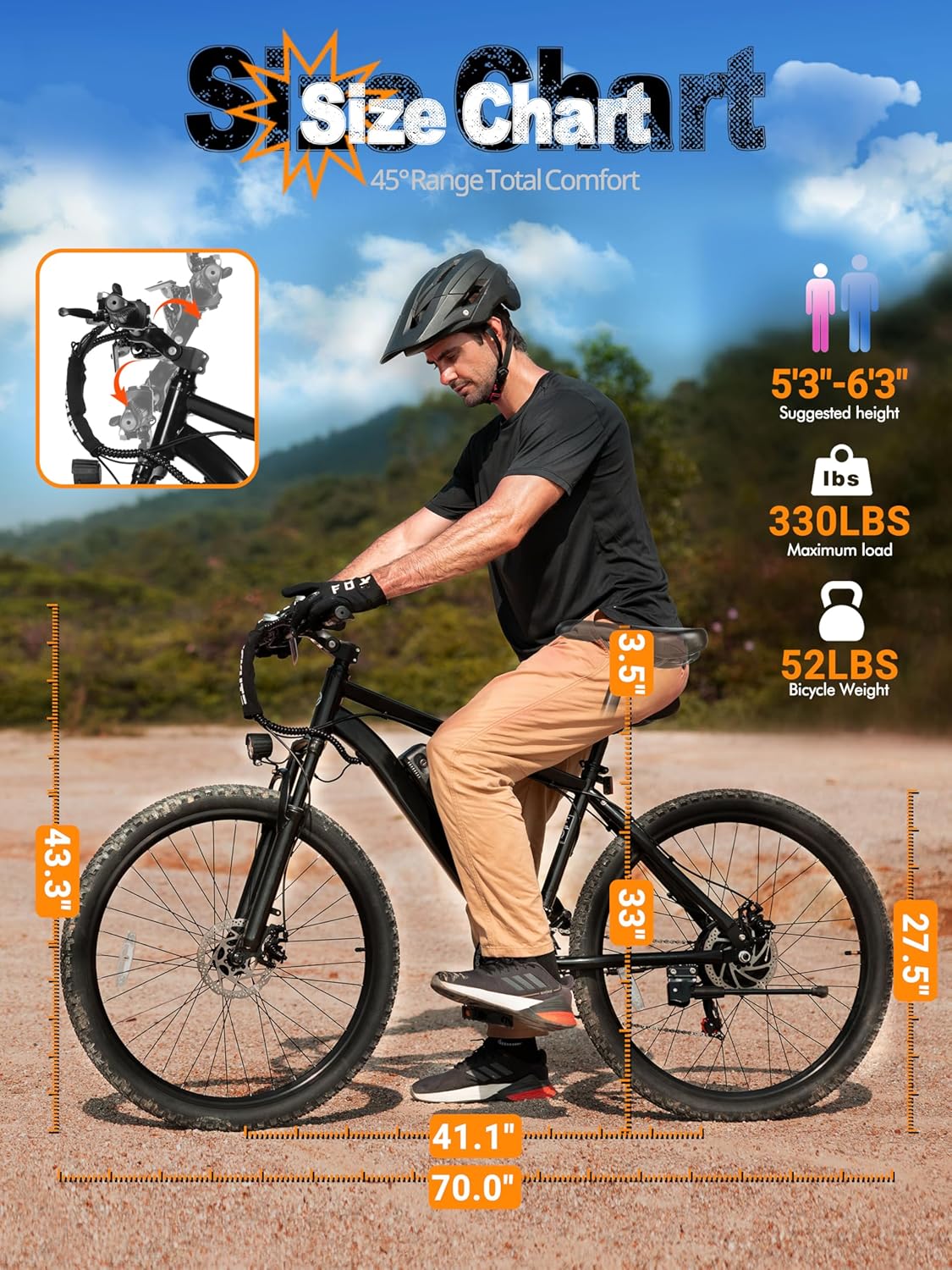 M200 Electric Bike for Adults – 21-Speed Gear 27.5" Mountain E-Bike, 1200W Peak Brushless Motor 28MPH, 48V 10.4Ah&13Ah Removable Battery, Up to 55-65 Miles Range, Step Over Commuter E-MTB, NFC Unlock - Image 7