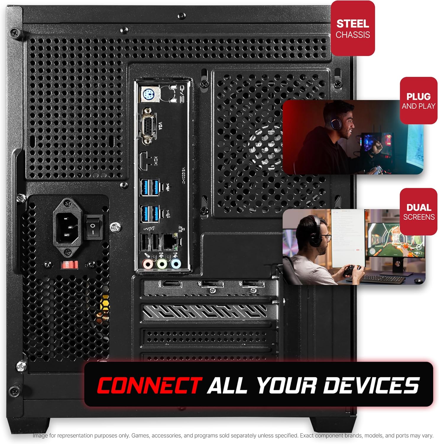 SAAV Blitz Prebuilt Gaming PC Bundle Desktop Tower Intel Pentium Gold G5400 Radeon RX 550 4GB GDDR5 22in Monitor 16GB DDR4 256GB NVMe SSD WiFi 6 Windows 11 Black RGB Computer PC Gaming - Image 4