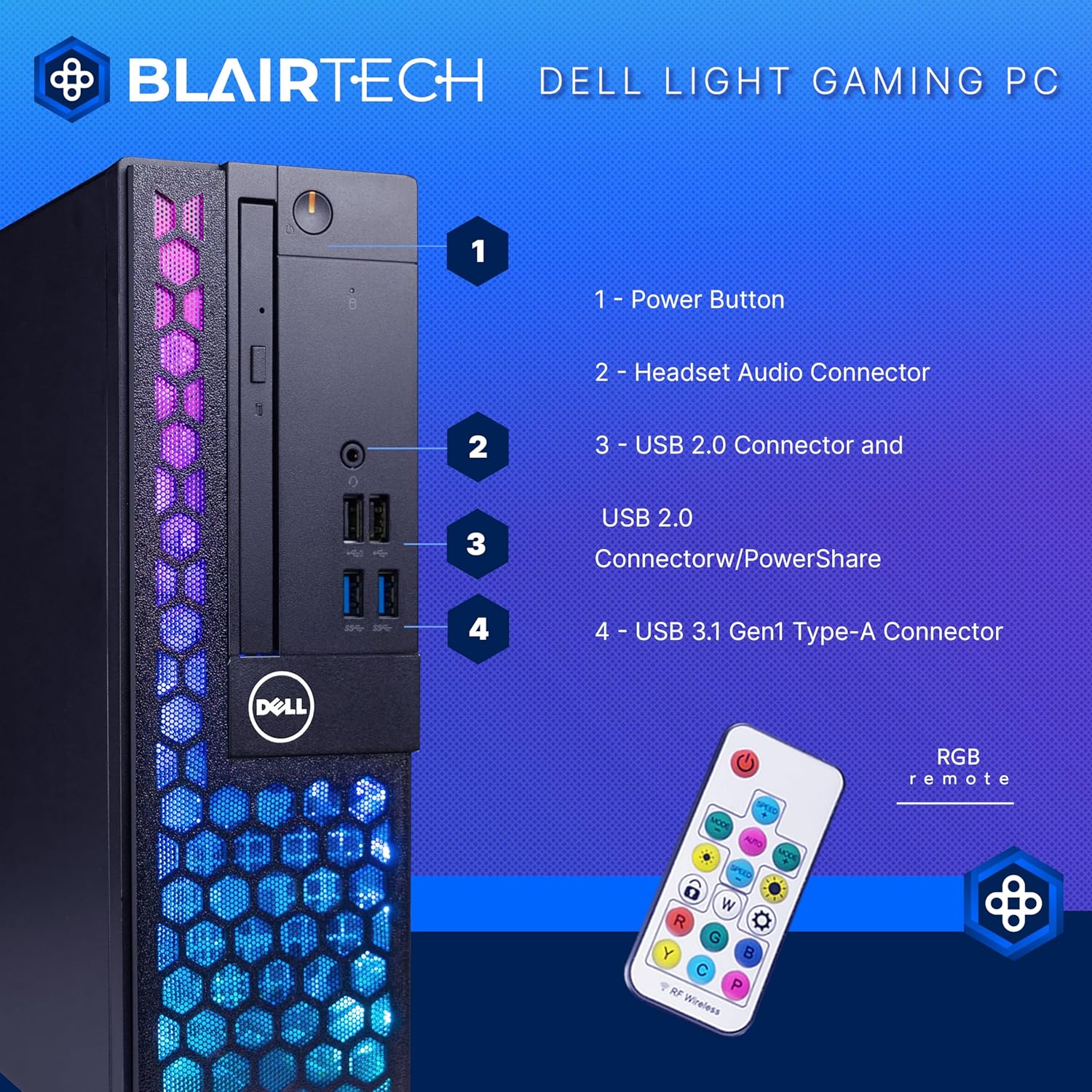 Dell RGB Light Gaming PC Bundle (Renewed) | Intel Core i5 | 16GB RAM | 500GB SSD | NVIDIA GT 1030 2GB | Windows 11 Pro | 24” FHD Monitor | RGB Soundbar, Keyboard, Mouse & Headphones | (Renewed) - Image 7