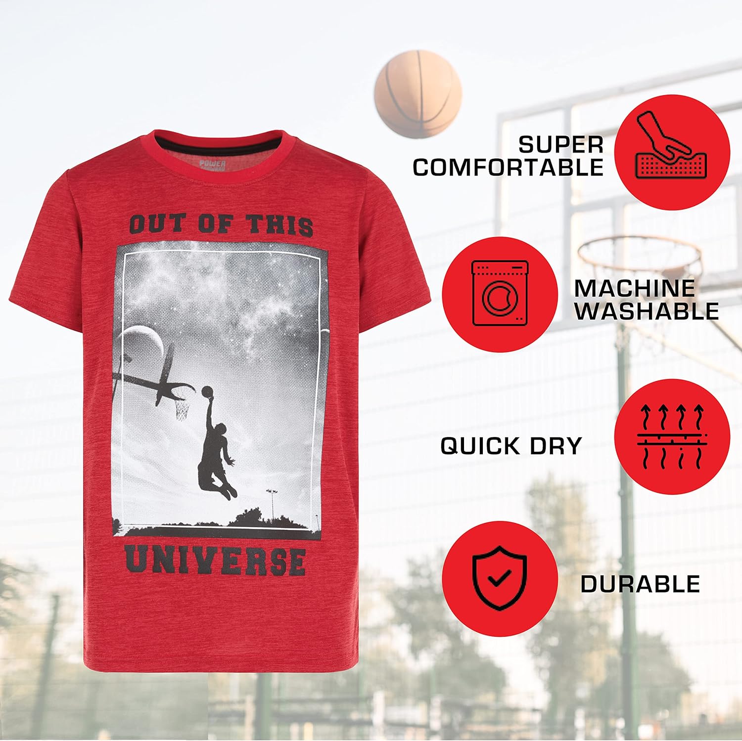 Boys T Shirts - Youth Big Kids Active Athletic Workout Sports Basketball Graphic Short Sleeve Top 4 Pack - Image 4