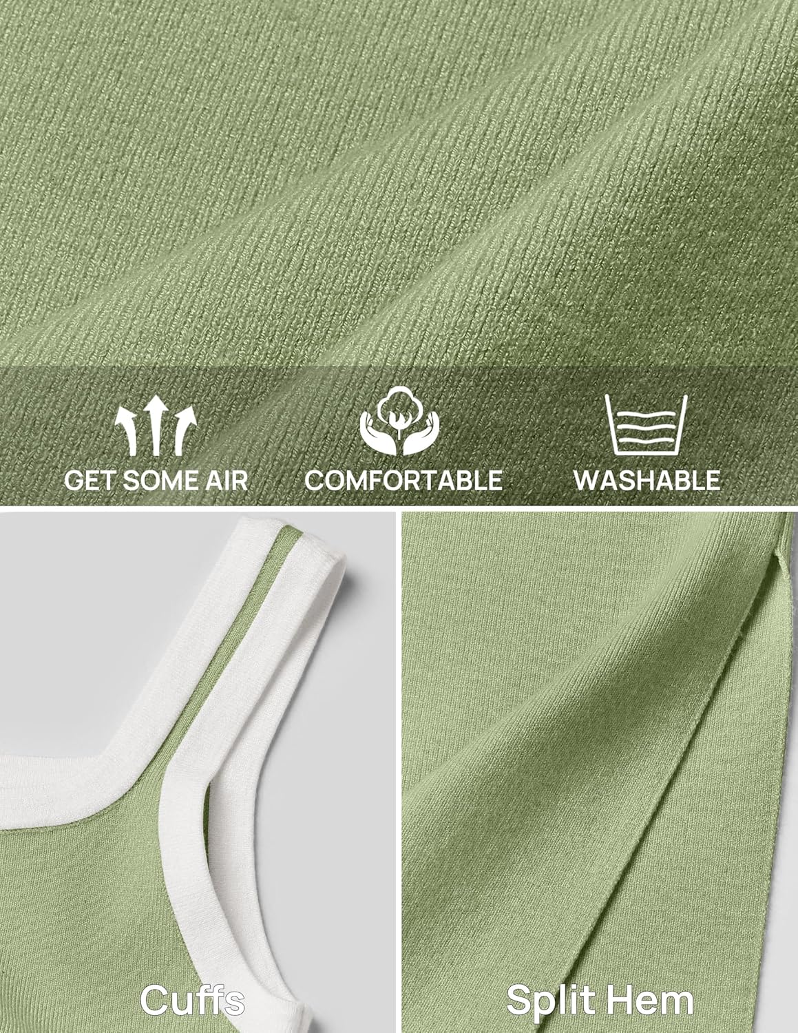 ZESICA Women's 2026 Summer Bodycon Midi Dress Casual Sleeveless Square Neck Side Slit Knit Beach Vacation Long Dresses - Image 8