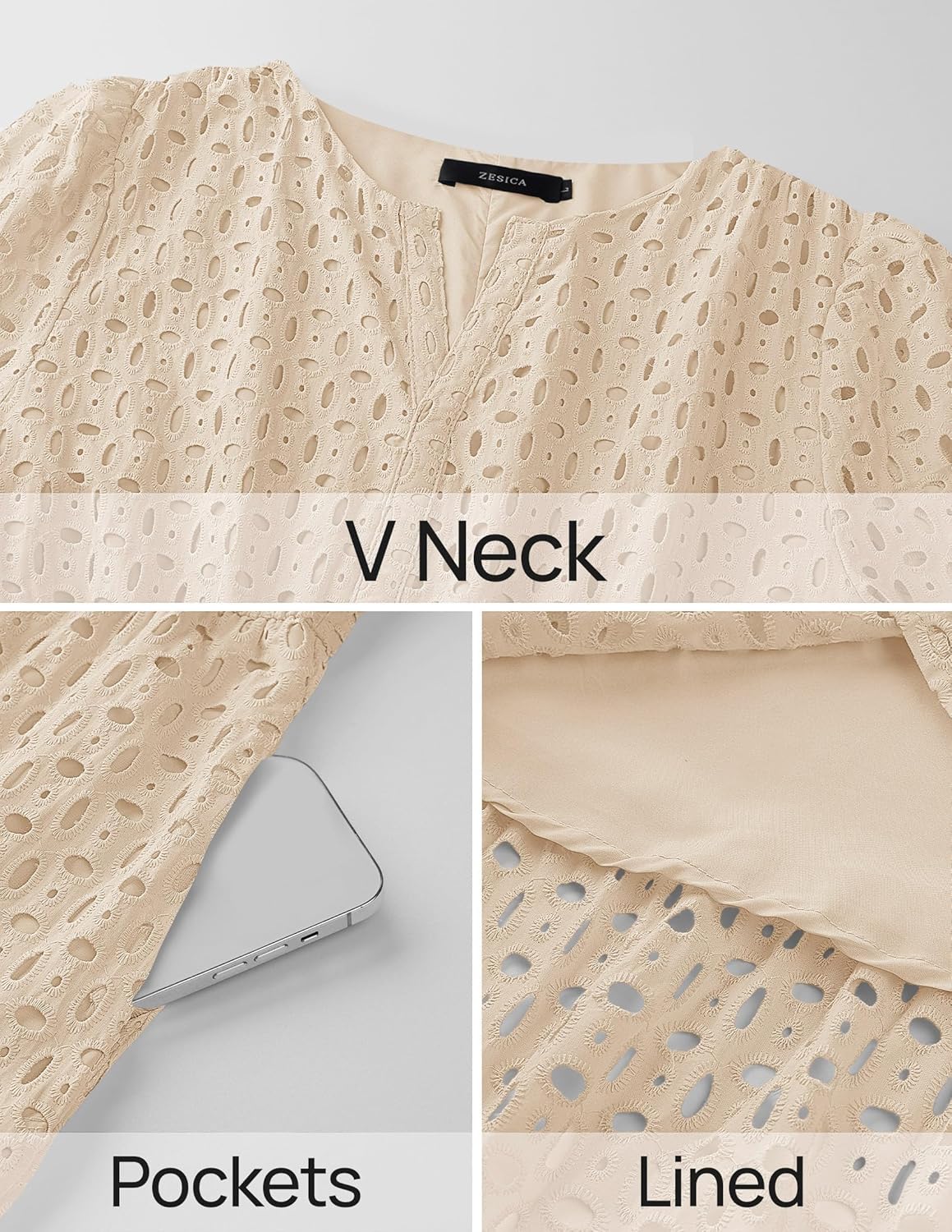 ZESICA Women's 2026 Summer Short Sleeve Maxi Dress Casual V Neck Hollow Out Eyelet Ruffle Swing A Line Long Dresses - Image 8