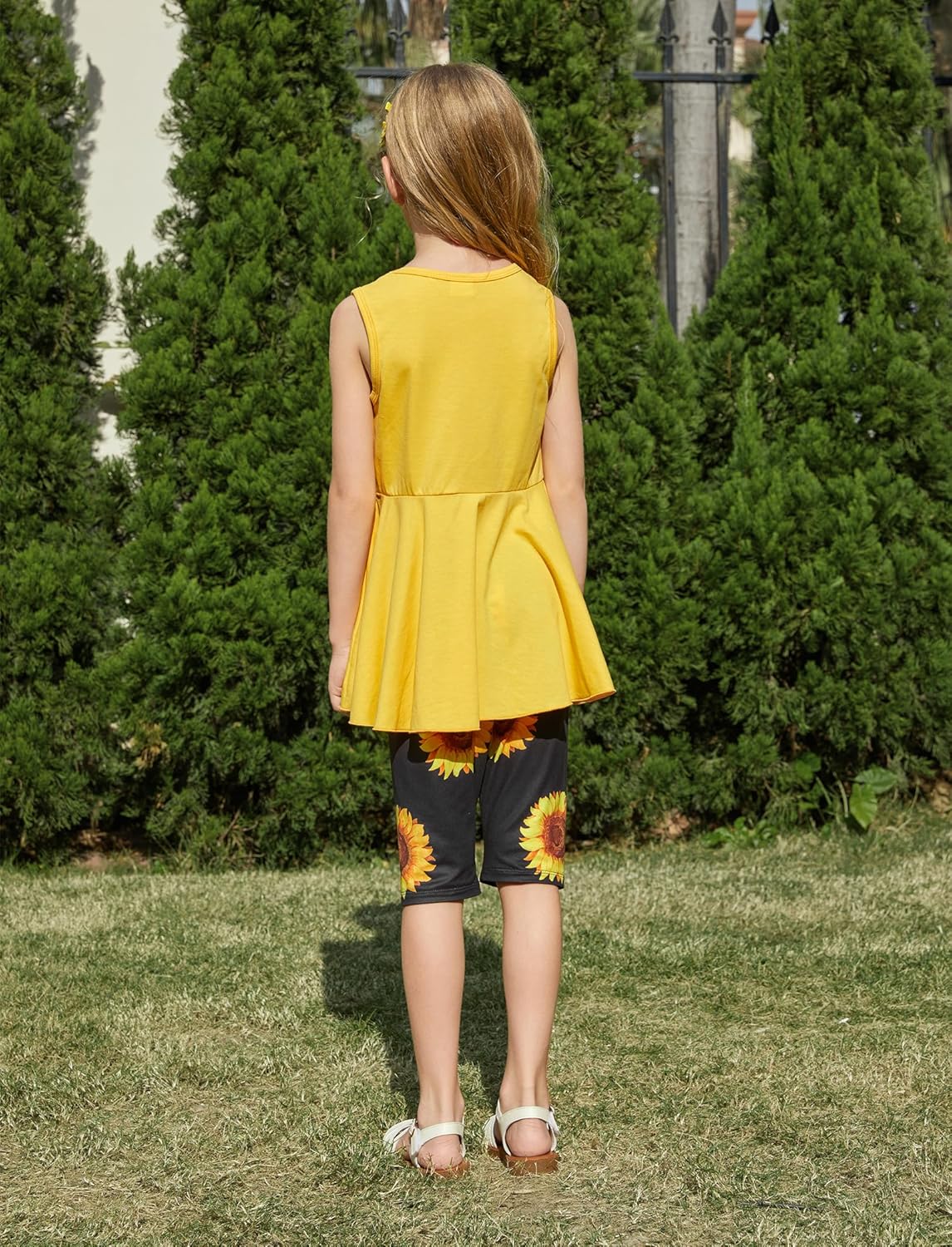 PATPAT Girls Summer 2 Piece Outfits 4-12Y Butterfly Bow Sleeveless Tunic Tops and Floral Print Shorts Cute Clothes - Image 4