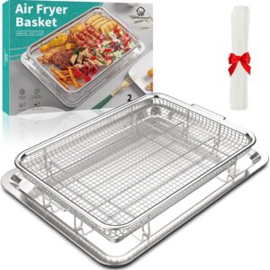 Air Fryer Basket for Oven, OPENICE 15.3″ x 11.0″ Large Air Fryer Tray and Pan with 30PCS Parchment Papers, Stainless Steel Oven Air Fryer Basket and Tray for Baking Grilling