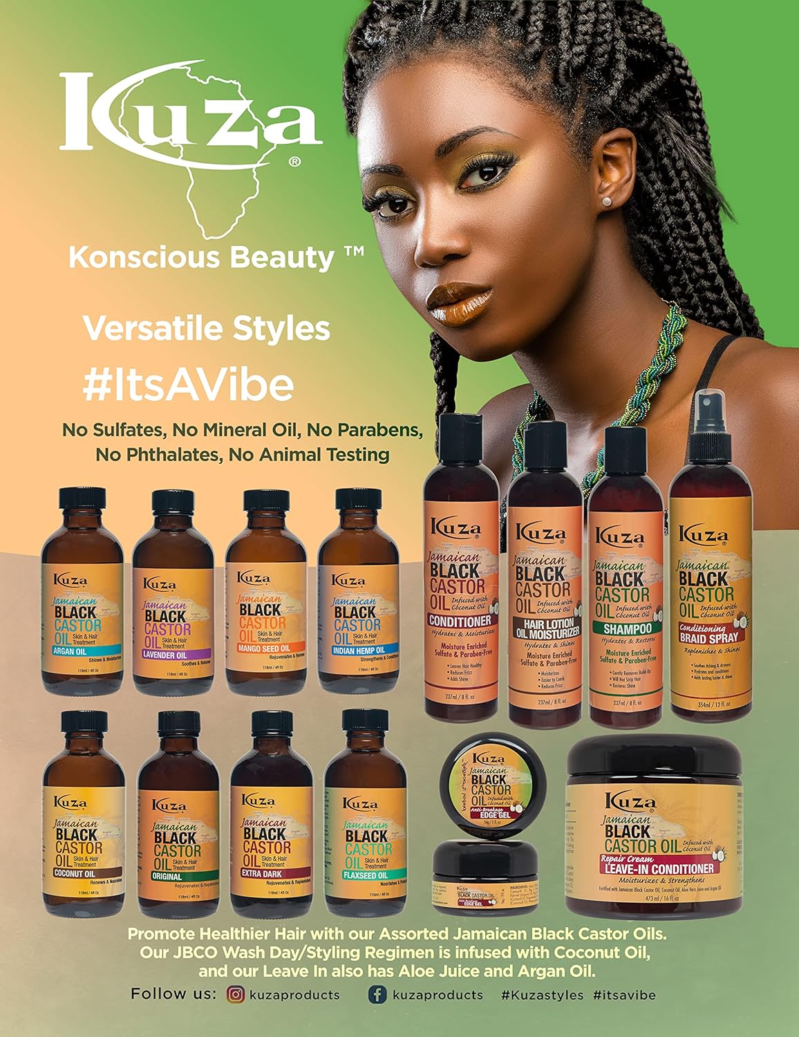 Kuza Jamaican Black Castor Oil Leave-In-Conditioner 16Oz. (Pack Of 2) - Image 2