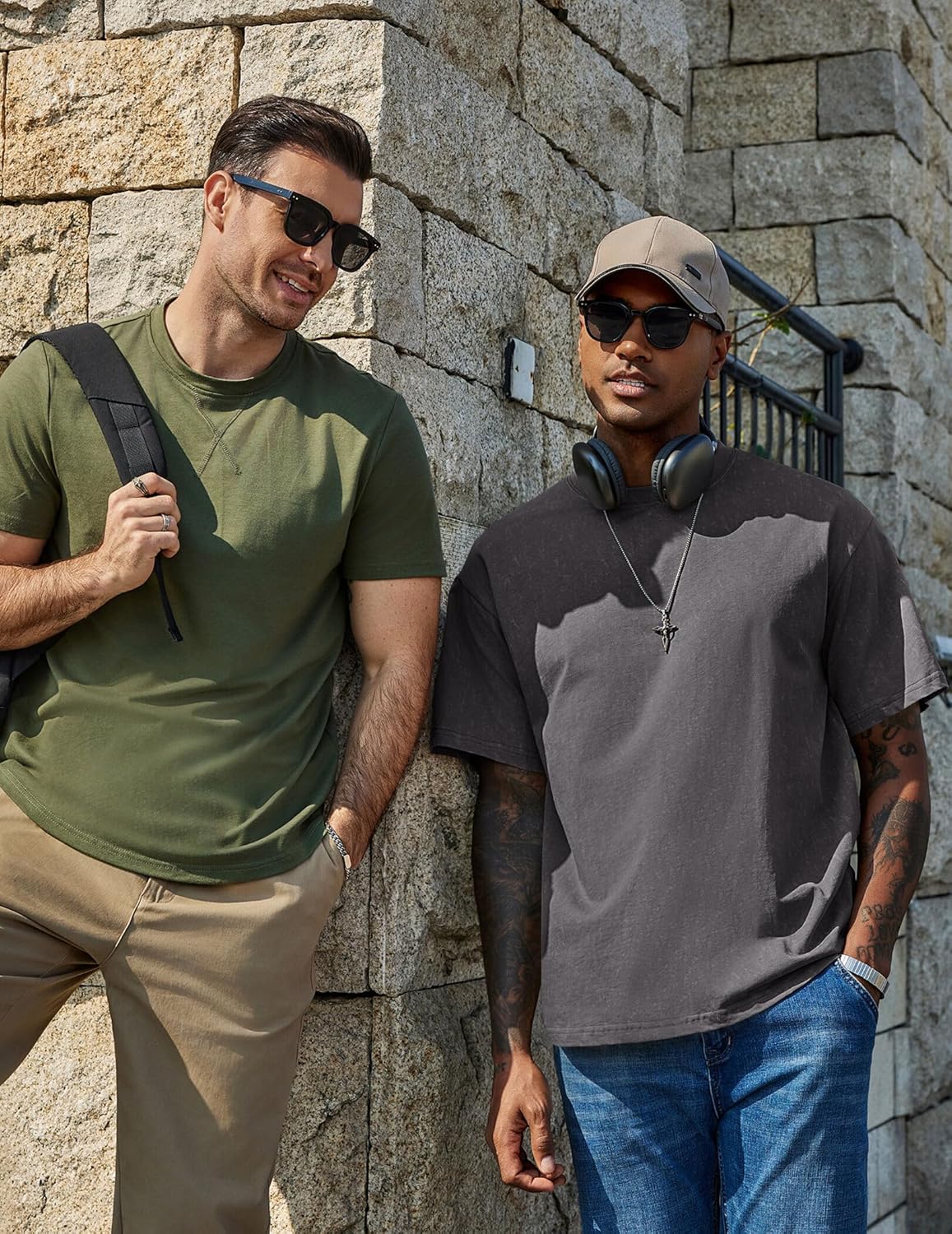 COOFANDY Men's Cotton T-Shirts Oversized Shirt Short Sleeves Streetwear Loose Fit Summer Tee Tops Washed Basic Unisex Shirts - Image 4